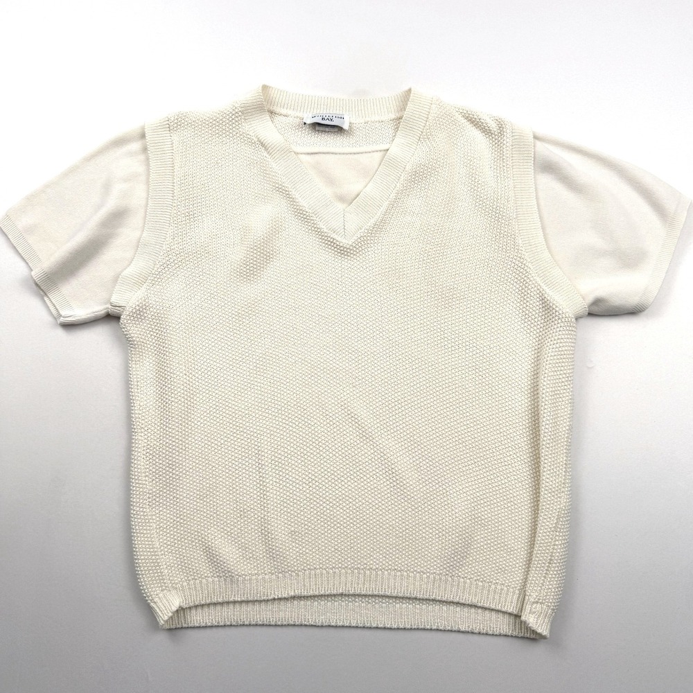 Whitefish Bay‎ Knit Top Vest Layered Look Sleeveless Ivory Medium